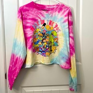Nickelodeon Made in the 90s Long-Sleeved Crop Tie-Dyed Shirt
